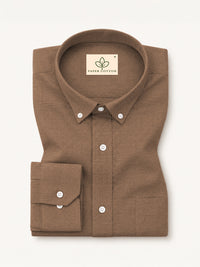 Brown Down Button Casual Linen Shirt