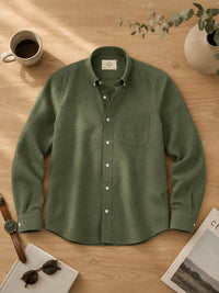 Olive Down Button Casual Linen Shirt