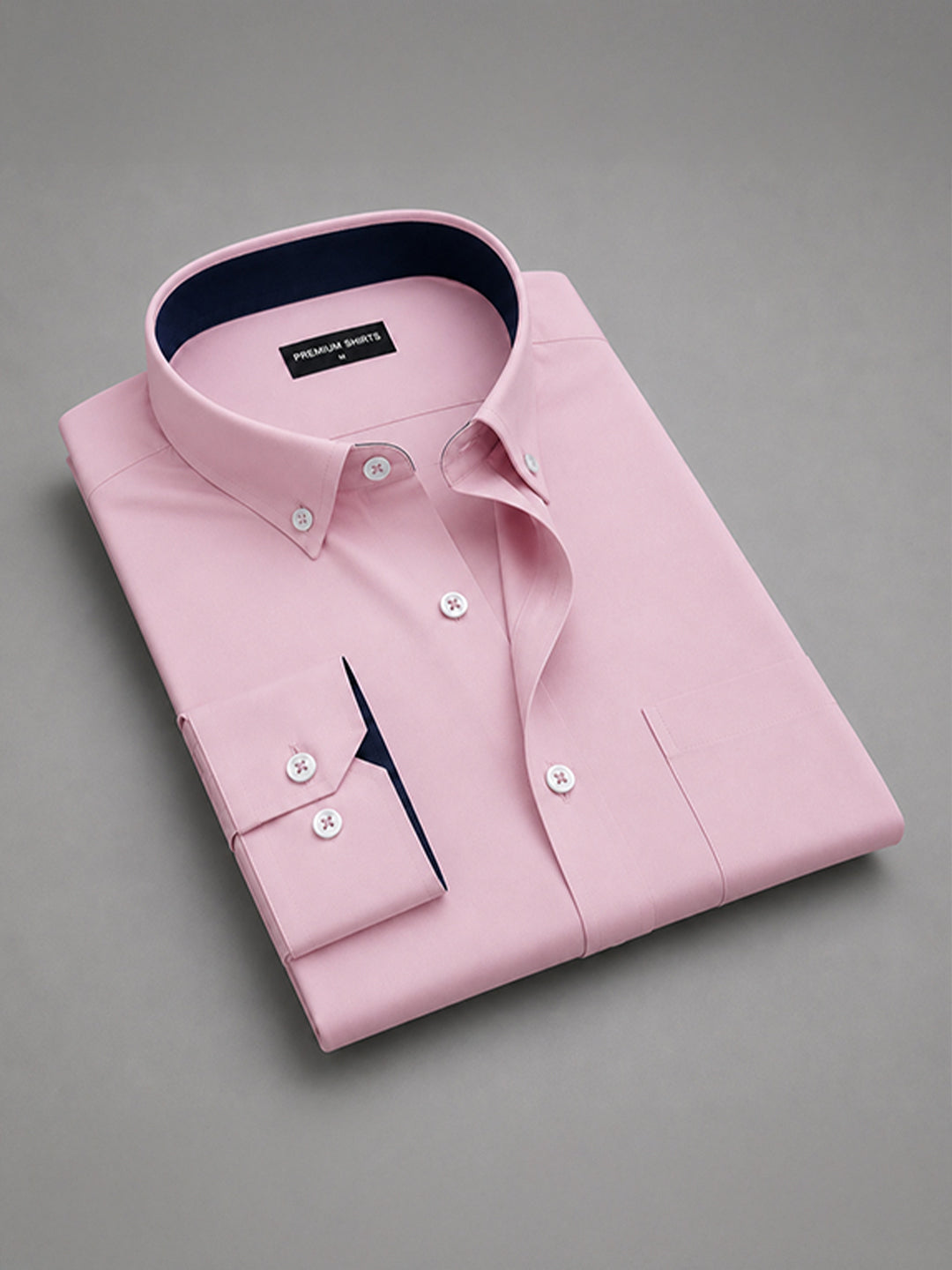 Light Pink Satin Contrast Collar Shirt for Men