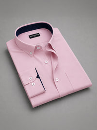 Light Pink Satin Contrast Collar Shirt for Men