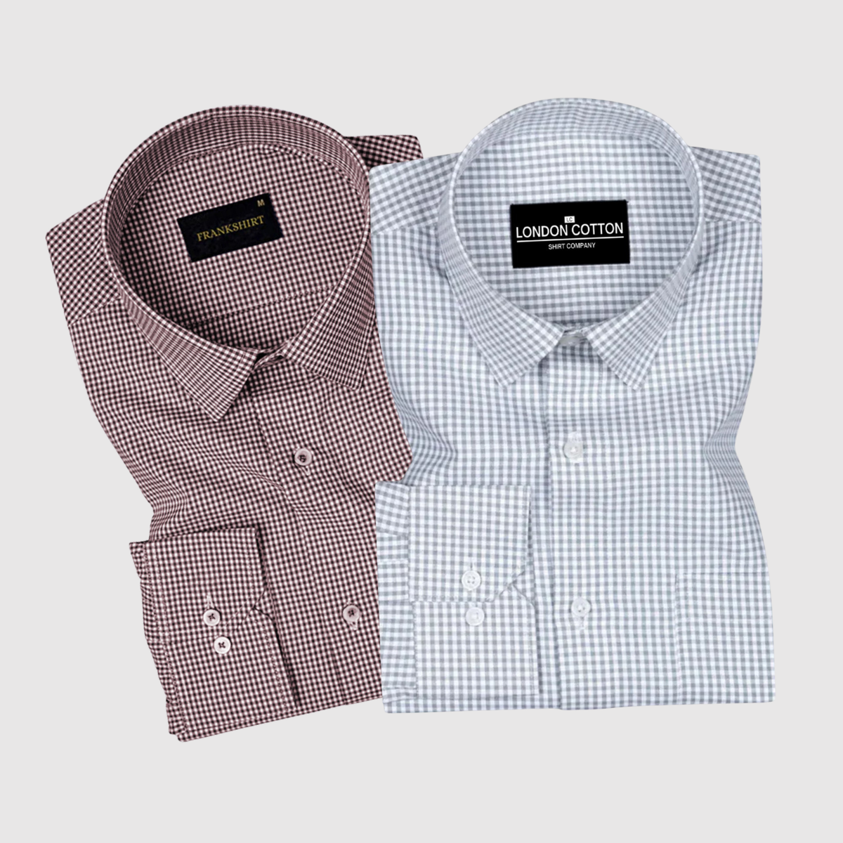 Maroon & Silver Premium Oxford Check Shirts – Pack of 2