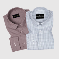 Maroon & Silver Premium Oxford Check Shirts – Pack of 2