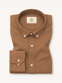 Dusty Brown Down Button Casual Linen Shirt