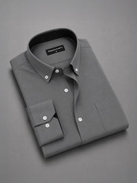 Dark Grey Satin Contrast Collar Shirt for Men