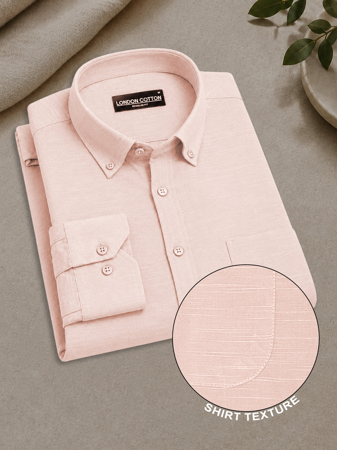Peach & Turkish Blue Linear Linen Pack of 2 Shirt