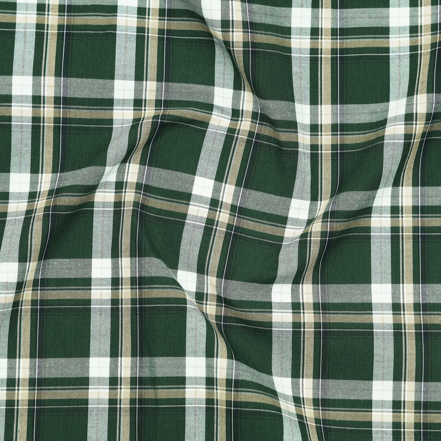 Woodland Green Classic Check Paper Cotton Shirt for Men