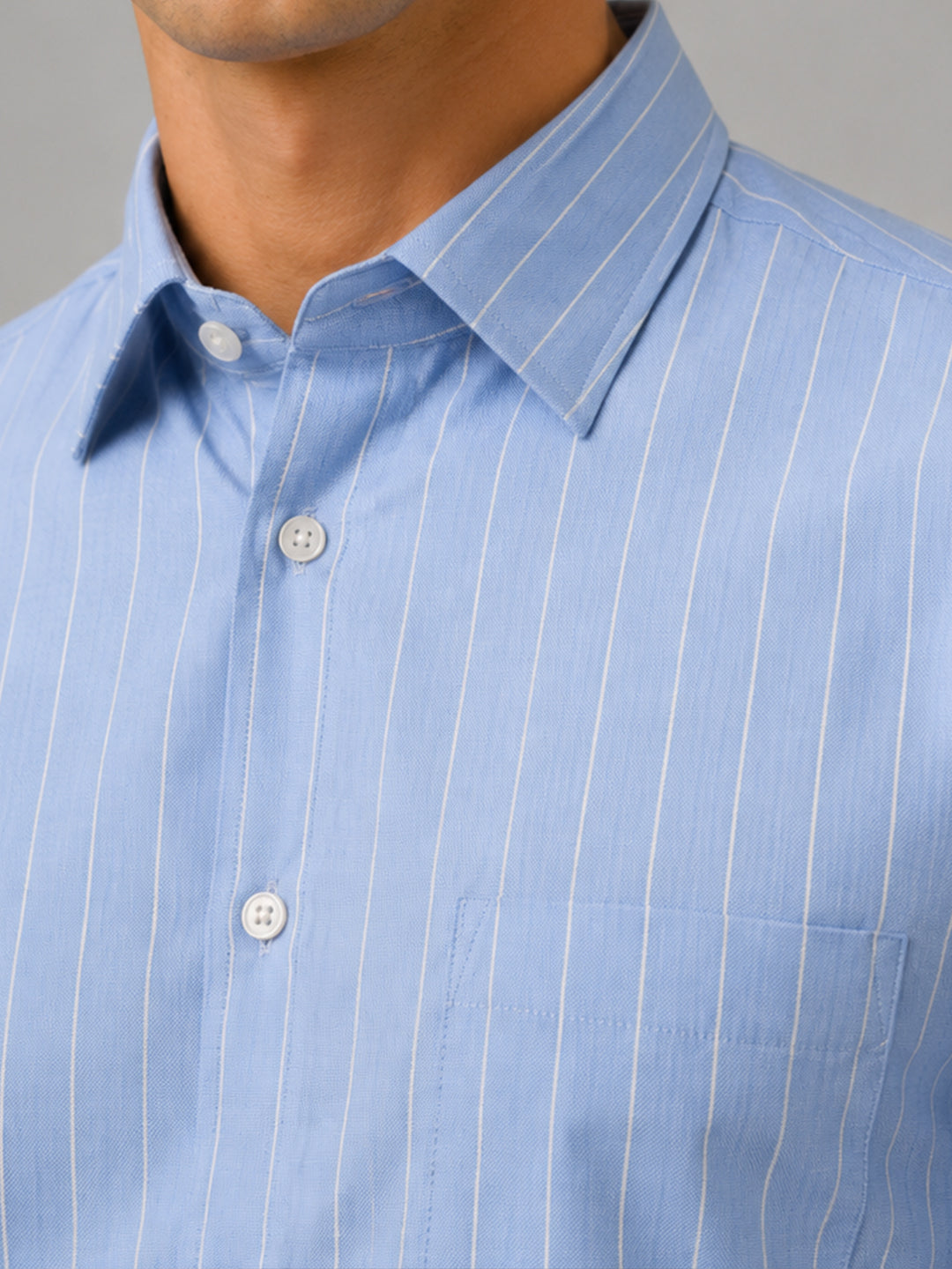 Blue Pinstripe Oxford Shirt For Men