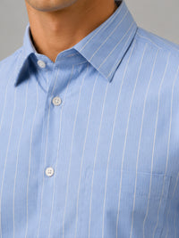 Blue Pinstripe Oxford Shirt For Men