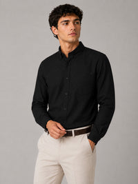 Black Linear Linen Shirt