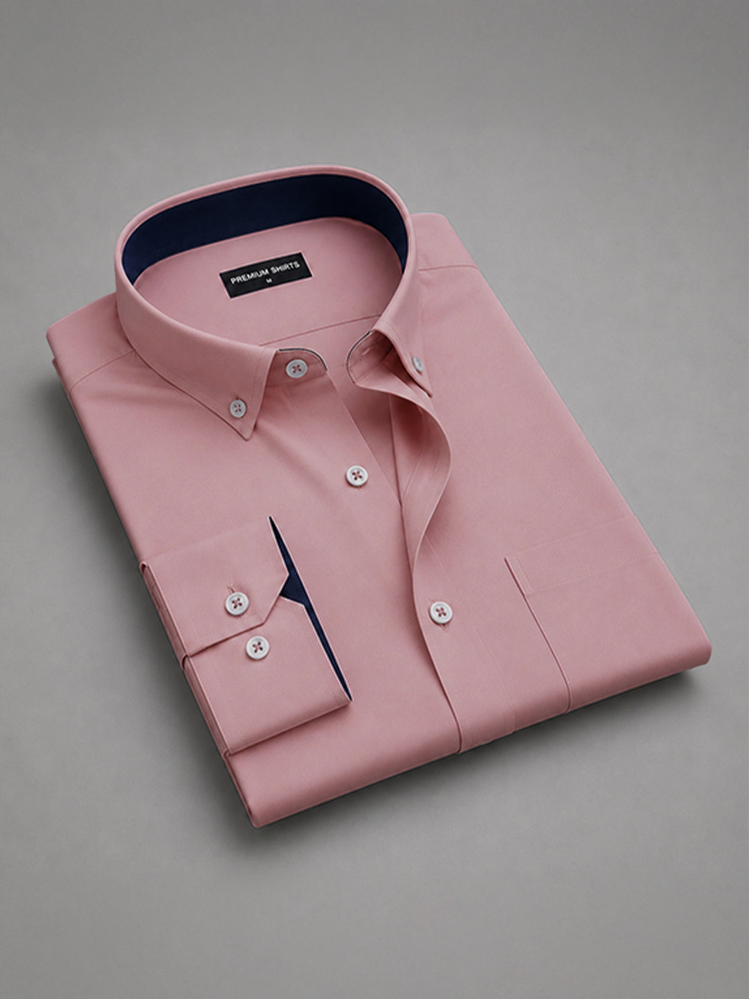 Rose Gold Satin Contrast Collar Shirt for Men