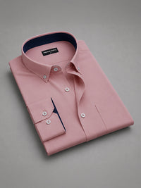 Rose Gold Satin Contrast Collar Shirt for Men