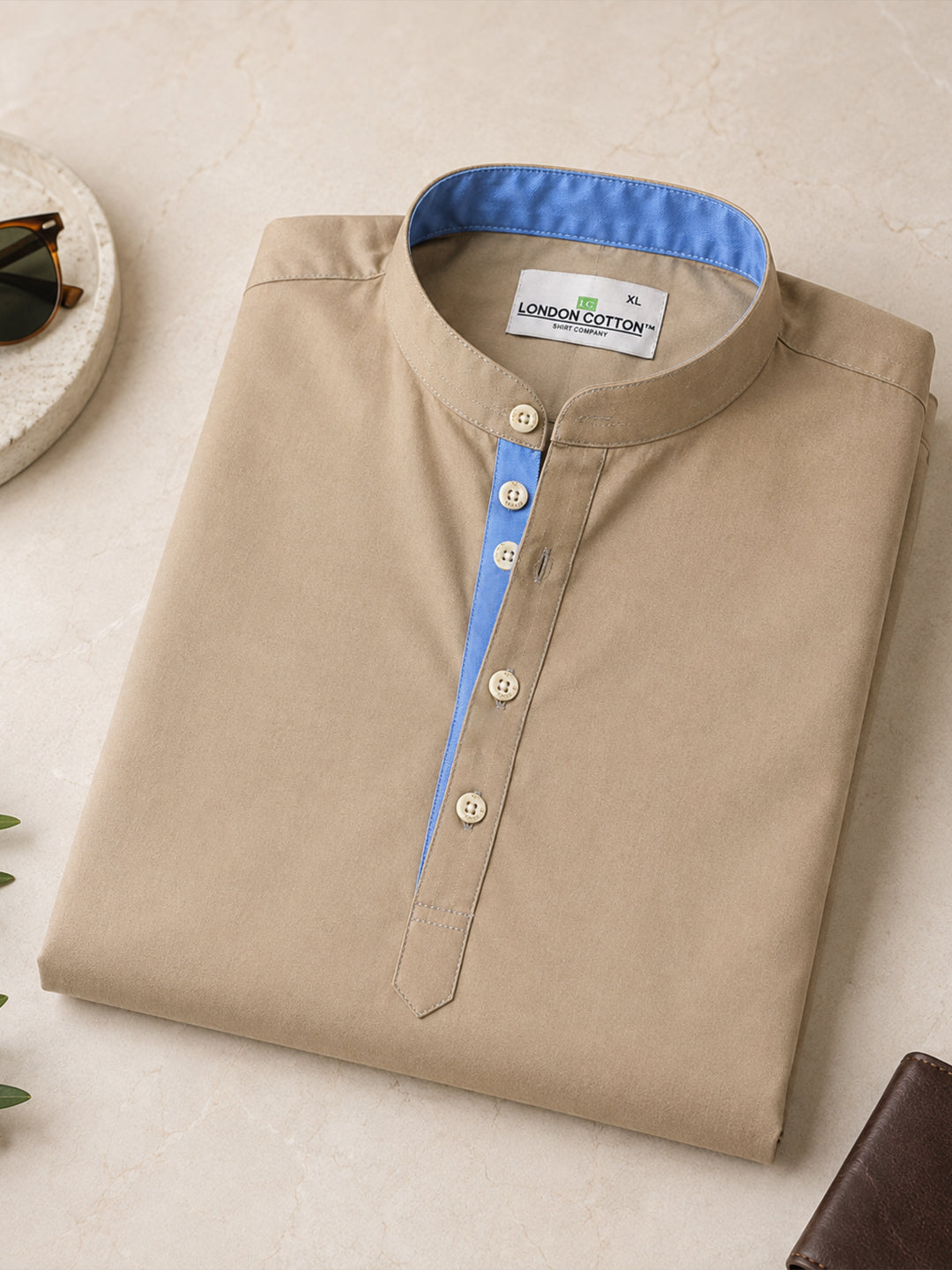 Cream Short Cargo Kurta For Men