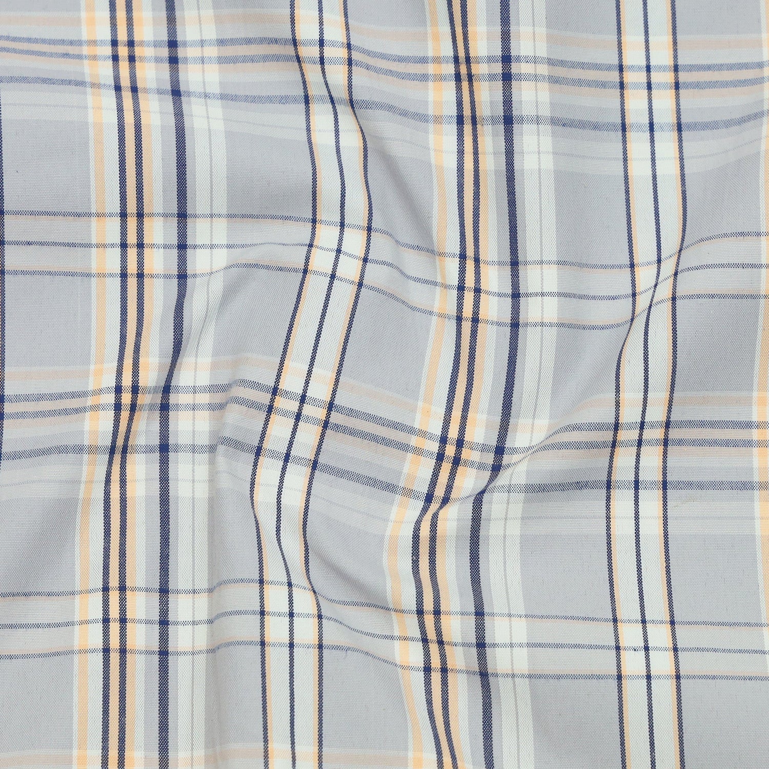 Graphite Mustard Classic Check Paper Cotton Shirt For Men