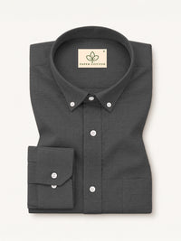 Dark Grey Down Button Casual Linen Shirt