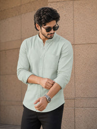 Chinese Collar Pista Tailored Fit Cotton Casual Shirt for Man