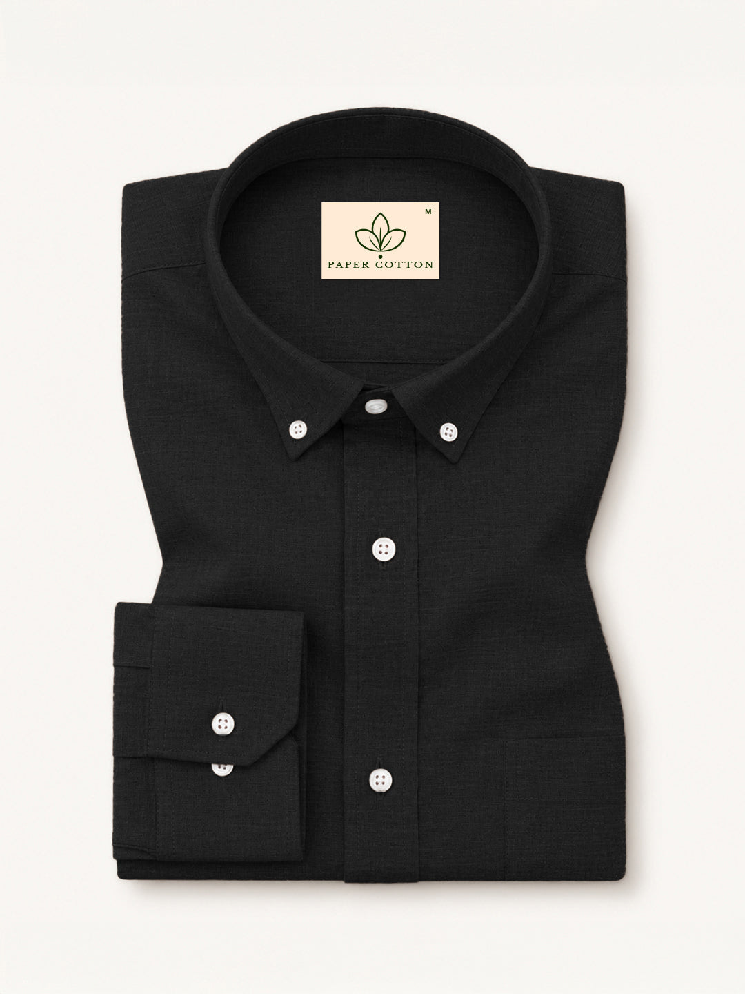 Black Down Button Casual Linen Shirt