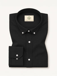 Black Down Button Casual Linen Shirt