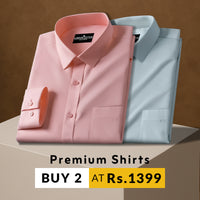 Pack of 2 Premium Cotton Solid Shirt for Man (Peach, Pista)