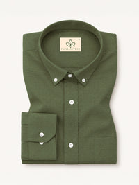 Olive Down Button Casual Linen Shirt