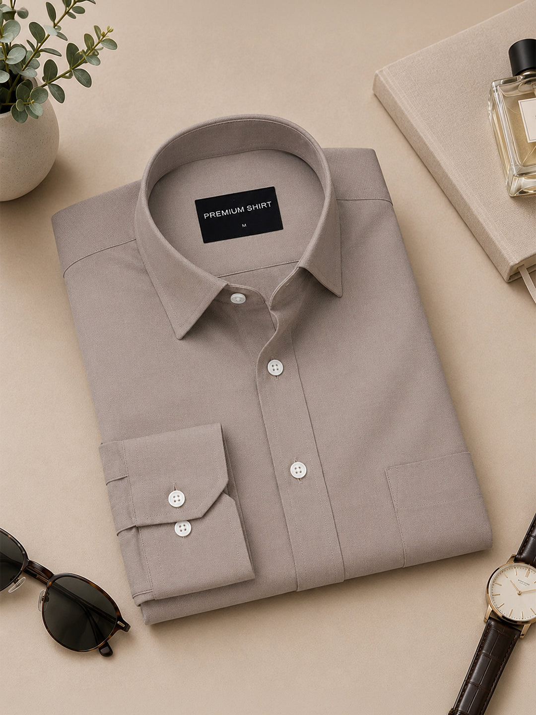 Brown Formal Oxford Cotton Shirt For Men