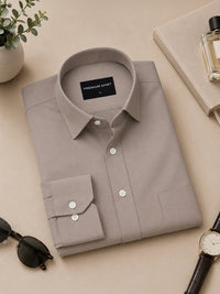 Brown Formal Oxford Cotton Shirt For Men