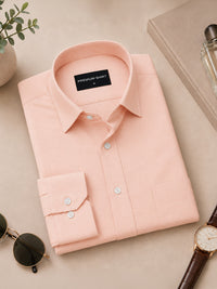 Peach Formal Oxford Cotton Shirt For Men