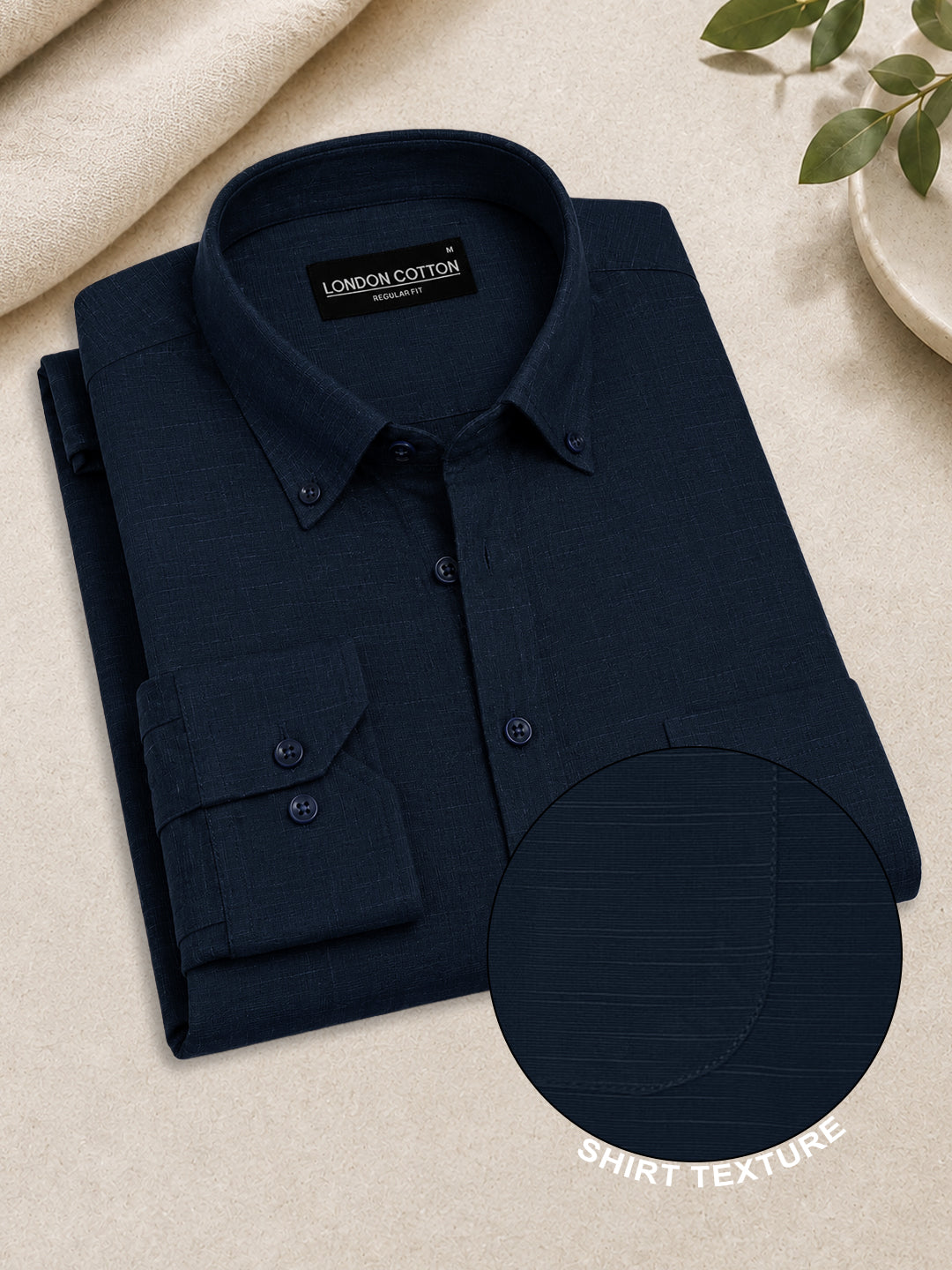 Navy Blue & Sky Blue Linear Linen Pack of 2 Shirt