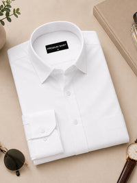 Pearl White Formal Oxford Cotton Shirt For Men