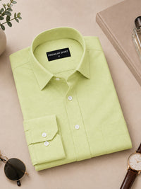 Lime Green Formal Oxford Cotton Shirt For Men
