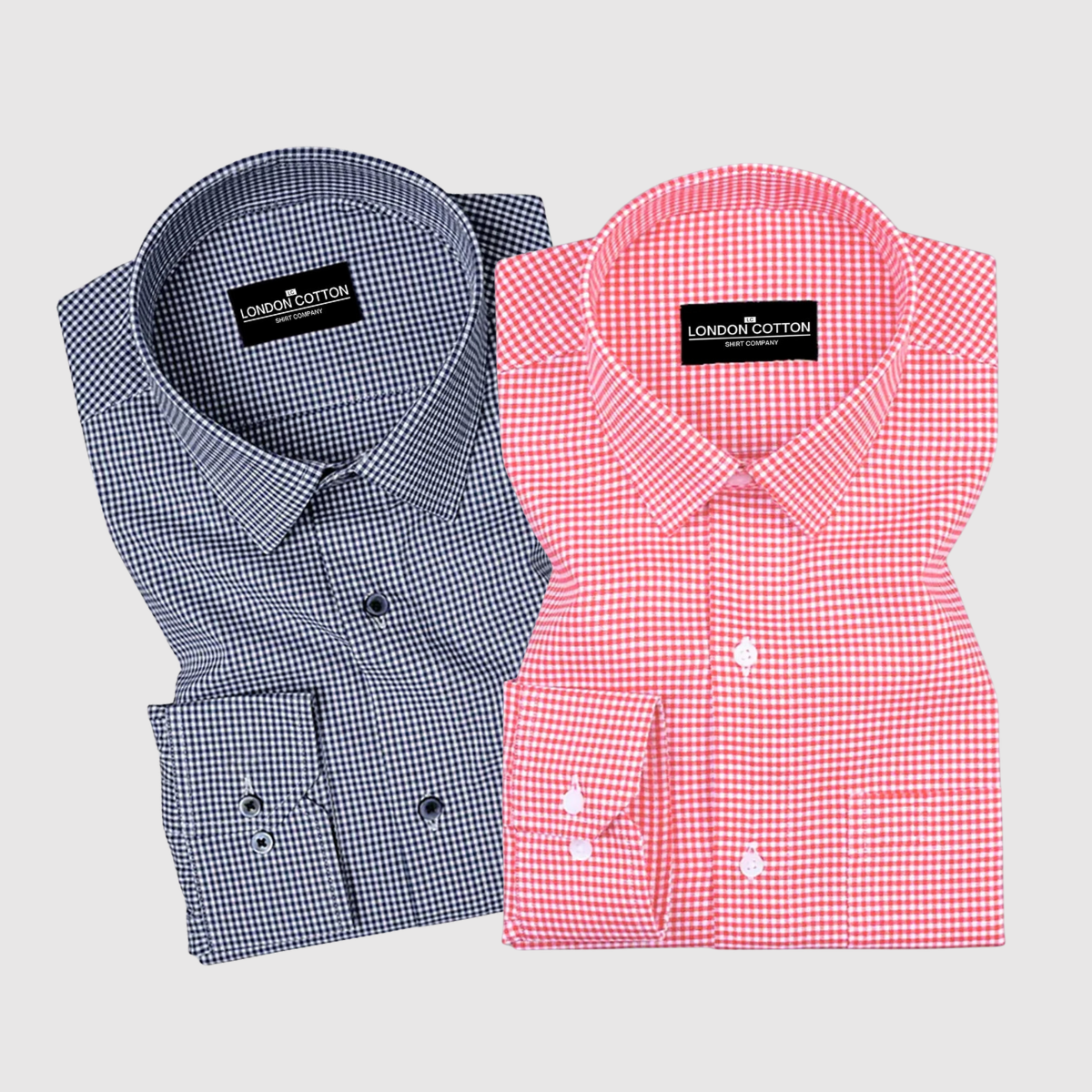 Red & Navy Blue Premium Oxford Check Shirts – Pack of 2