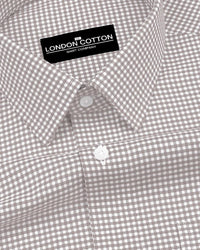 Beige Check Oxford Premium Cotton Shirt For Men