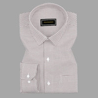 Beige Check Oxford Premium Cotton Shirt For Men