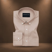 New Beige Oxford Cotton Shirt For Men