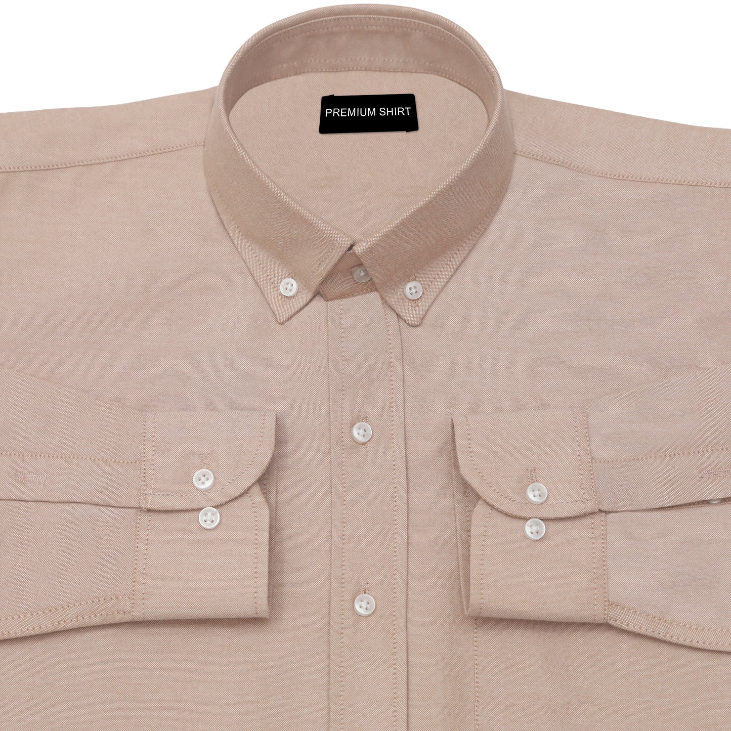 New Beige Oxford Cotton Shirt For Men