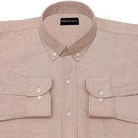 New Beige Oxford Cotton Shirt For Men