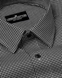 Black Check Oxford Premium Cotton Shirt For Men