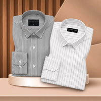 Bold Black & Bold Grey Oxford Pack of 2 Pinstripe Shirts