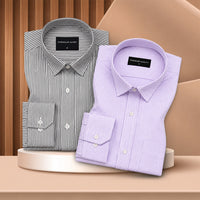 Bold Black & Purple Oxford Pack of 2 Pinstripe Shirts