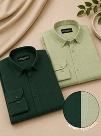 Bottle Green & Sage Linear Linen Pack of 2 Shirt
