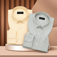 Lemon & Dark Green Oxford Pack of 2 Stripe Shirts For Men