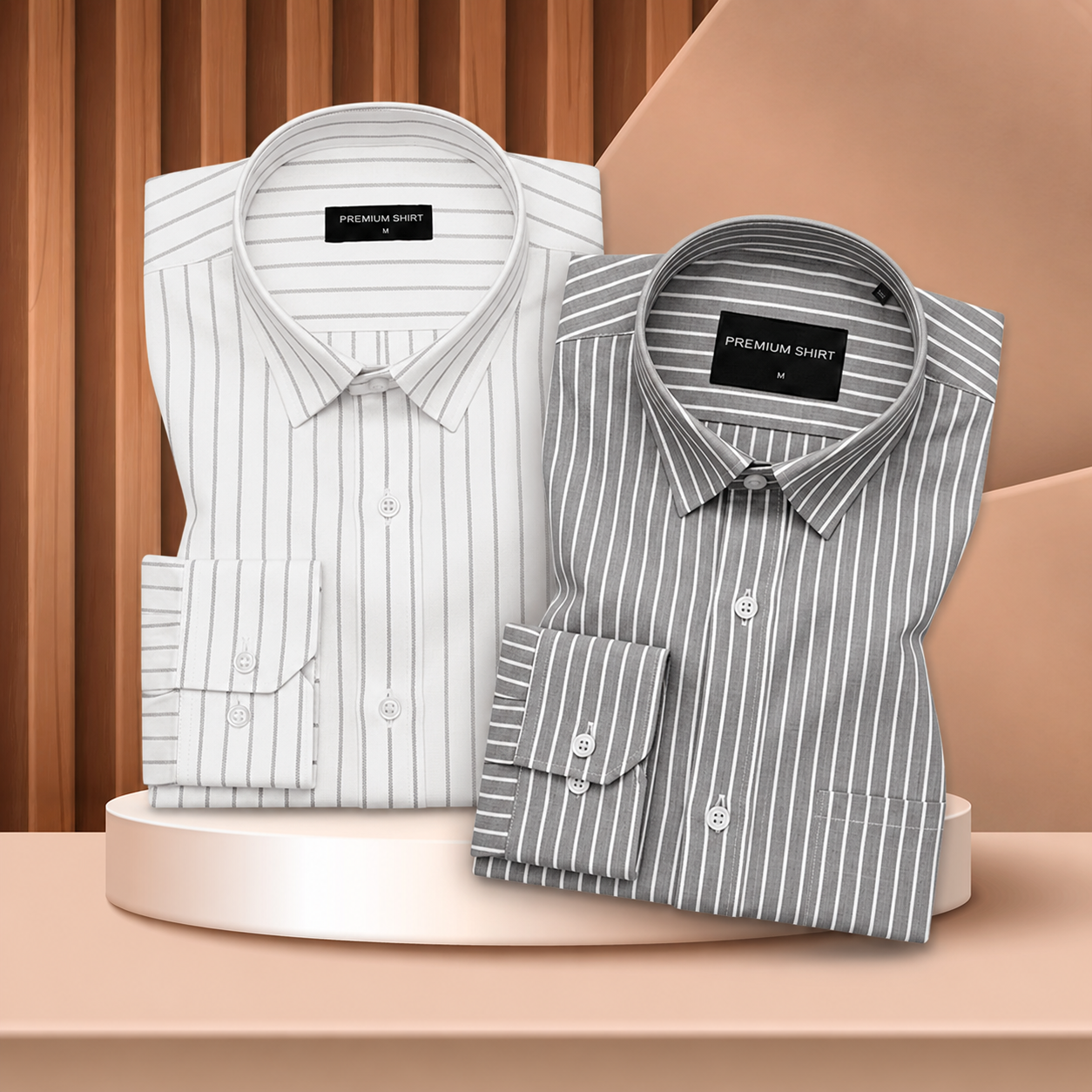 Grey & Dark Grey Oxford Pack of 2 Pinstripe Shirts