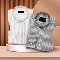 Grey & Dark Grey Oxford Pack of 2 Pinstripe Shirts
