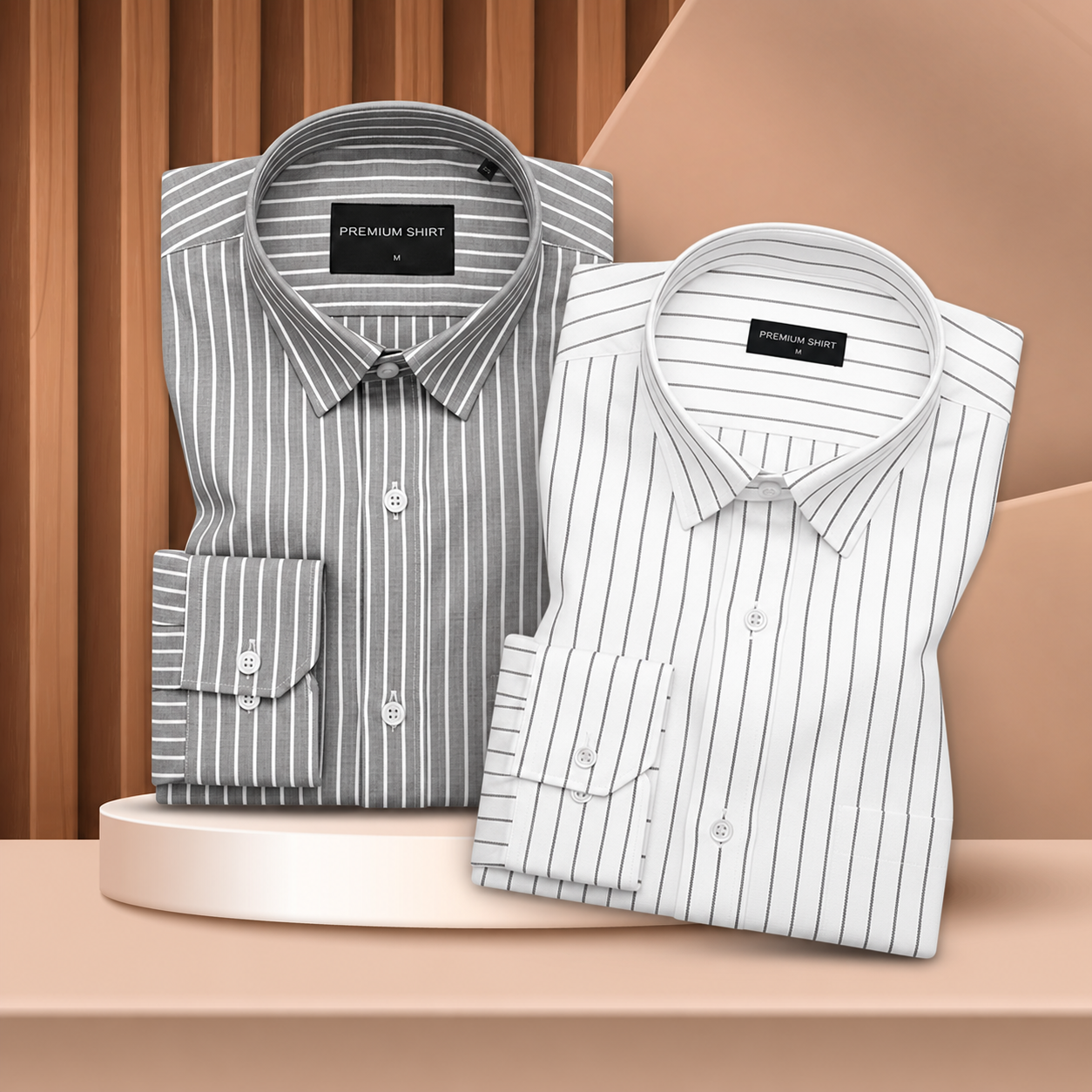 Dark Grey & Charcoal Black Oxford Pack of 2 Pinstripe Shirts