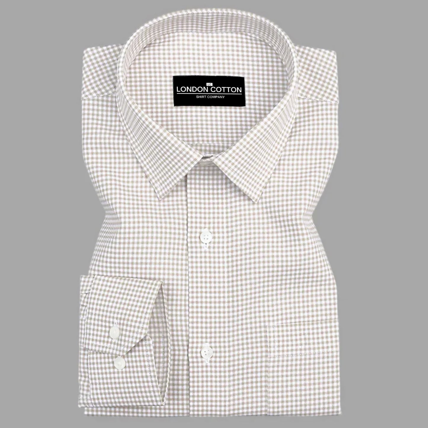 Cream Check Oxford Premium Cotton Shirt For Men