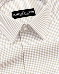 Cream Check Oxford Premium Cotton Shirt For Men
