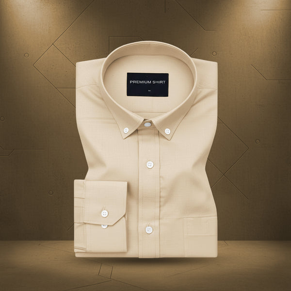 New Cream Oxford Cotton Shirt For Men