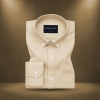New Cream Oxford Cotton Shirt For Men