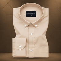 New Cream Oxford Cotton Shirt For Men