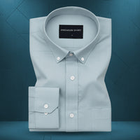 New Cyan Blue Oxford Cotton Shirt For Men
