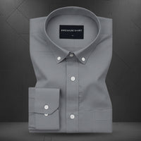 New Dark Grey Oxford Cotton Shirt For Men